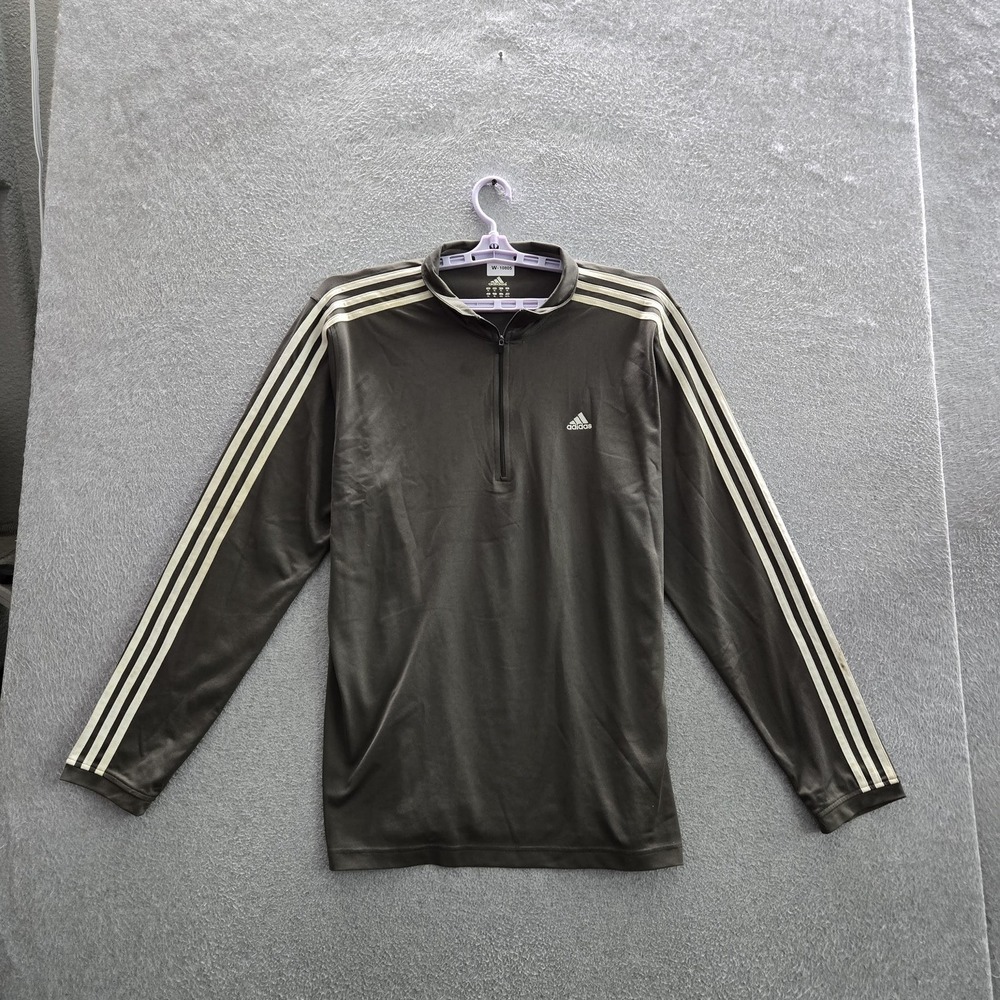 Adidas Men Sweatshirt XL Olive Quarter Zip Clima365 Activewear Zipper